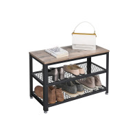 Produktbild för Shoe Bench White, Light Ivory + Black 73x30x46cm