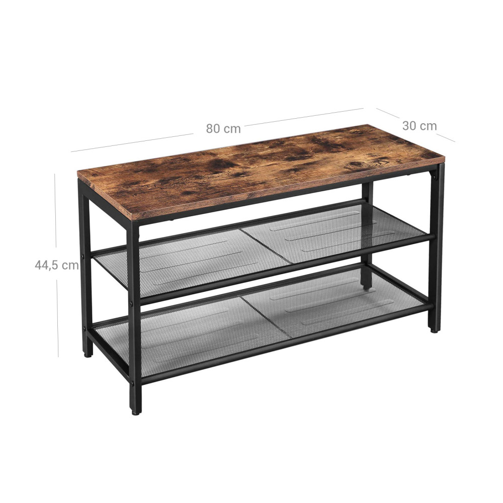 Produktbild för Shoe Bench X: Antique, Black 80x30x45cm