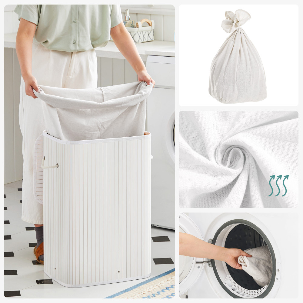 Produktbild för Laundry Hamper White 40x30x60cm