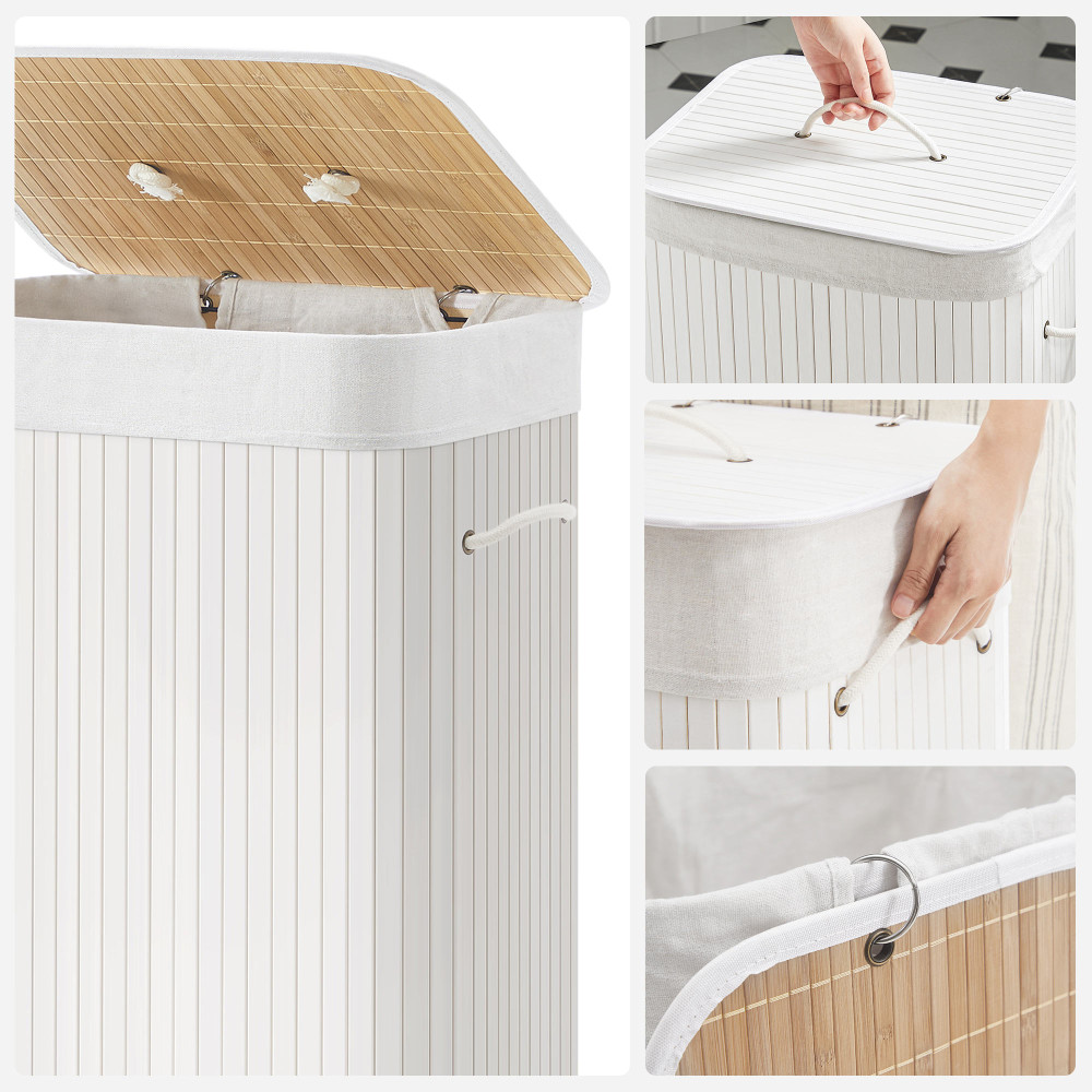 Produktbild för Laundry Hamper White 40x30x60cm