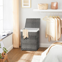 Produktbild för Laundry Hamper Grey 46x32x61cm