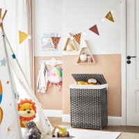 Produktbild för Laundry Hamper Grey 46x32x61cm