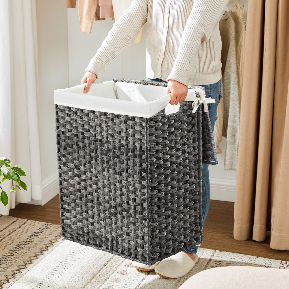 Produktbild för Laundry Hamper Grey 46x32x61cm