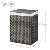 Produktbild för Laundry Hamper Grey 46x32x61cm