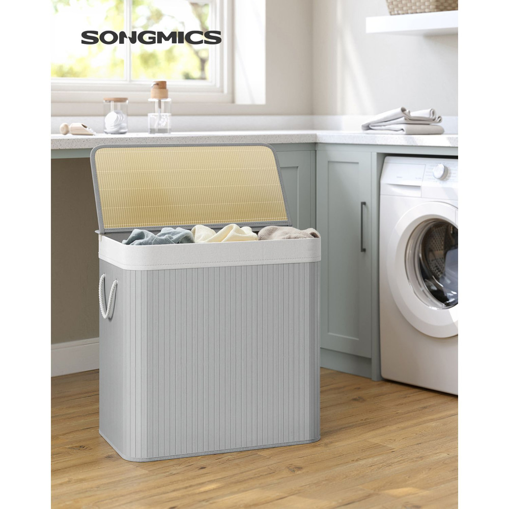 Produktbild för Laundry Hamper Grey 60x40x62cm