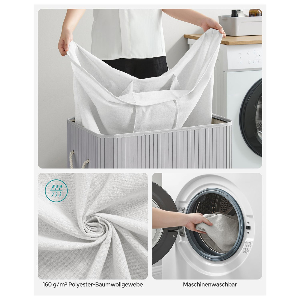 Produktbild för Laundry Hamper Grey 60x40x62cm