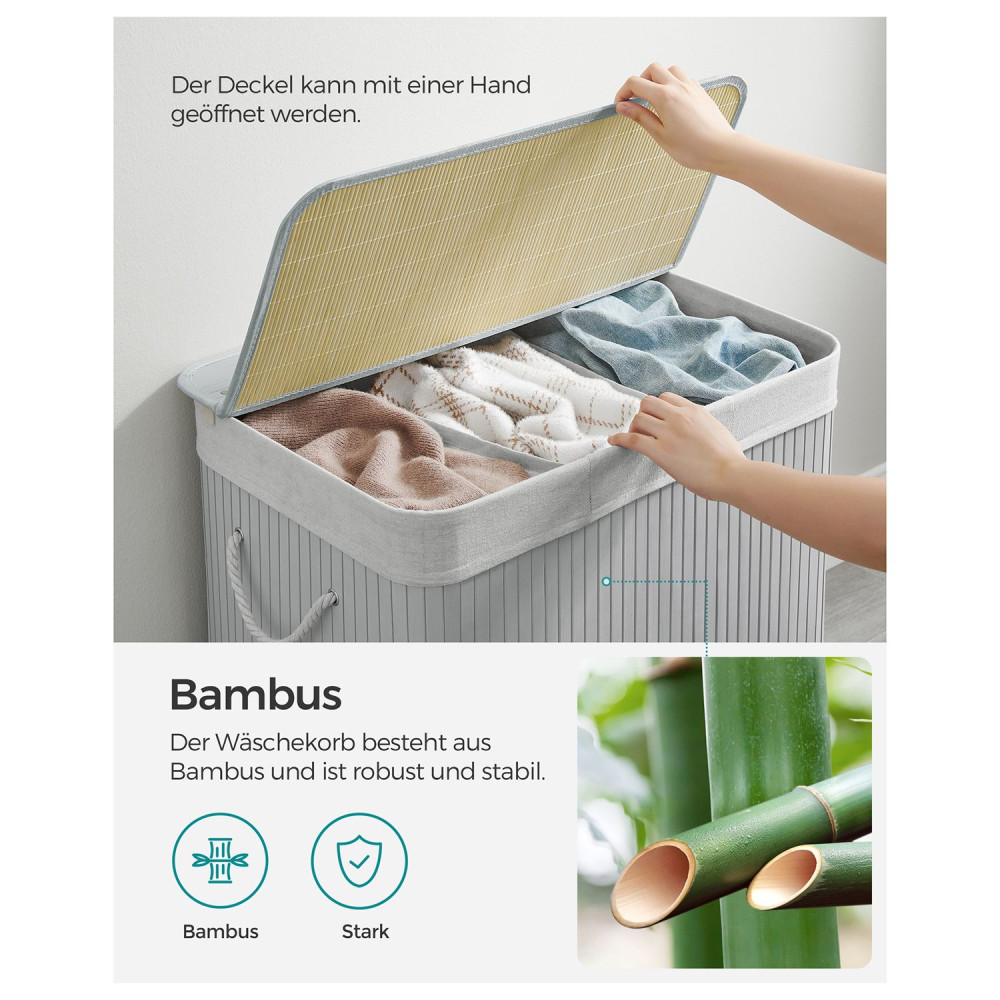 Produktbild för Laundry Hamper Grey 60x40x62cm