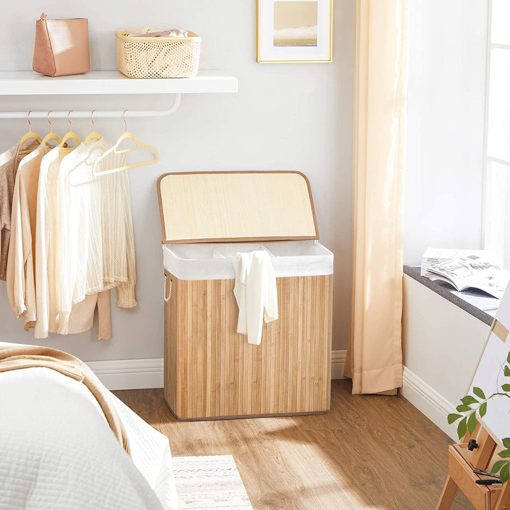 Produktbild för Laundry Hamper Natural 60x40x62cm