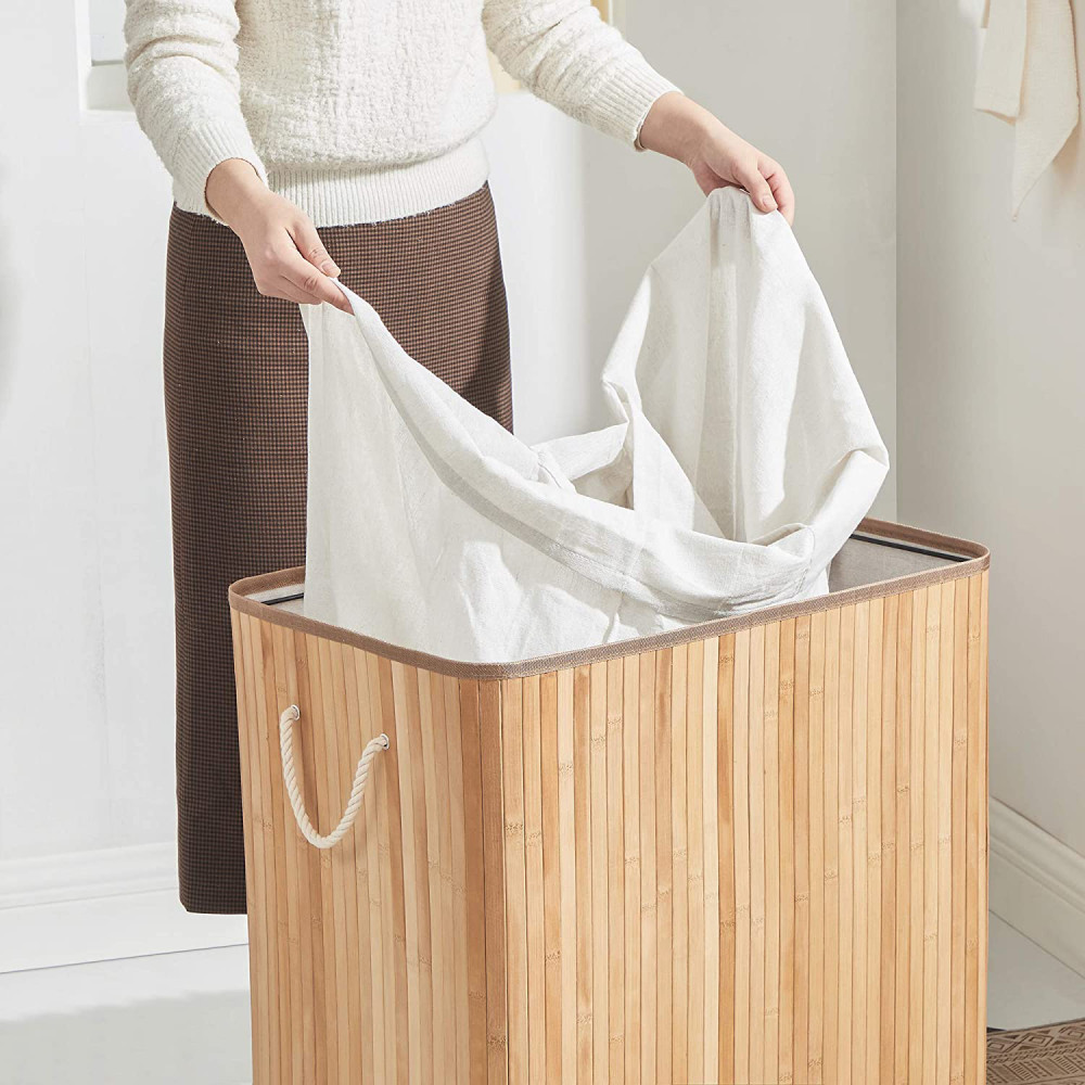 Produktbild för Laundry Hamper Natural 60x40x62cm
