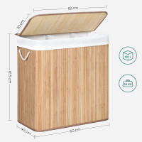Produktbild för Laundry Hamper Natural 60x40x62cm
