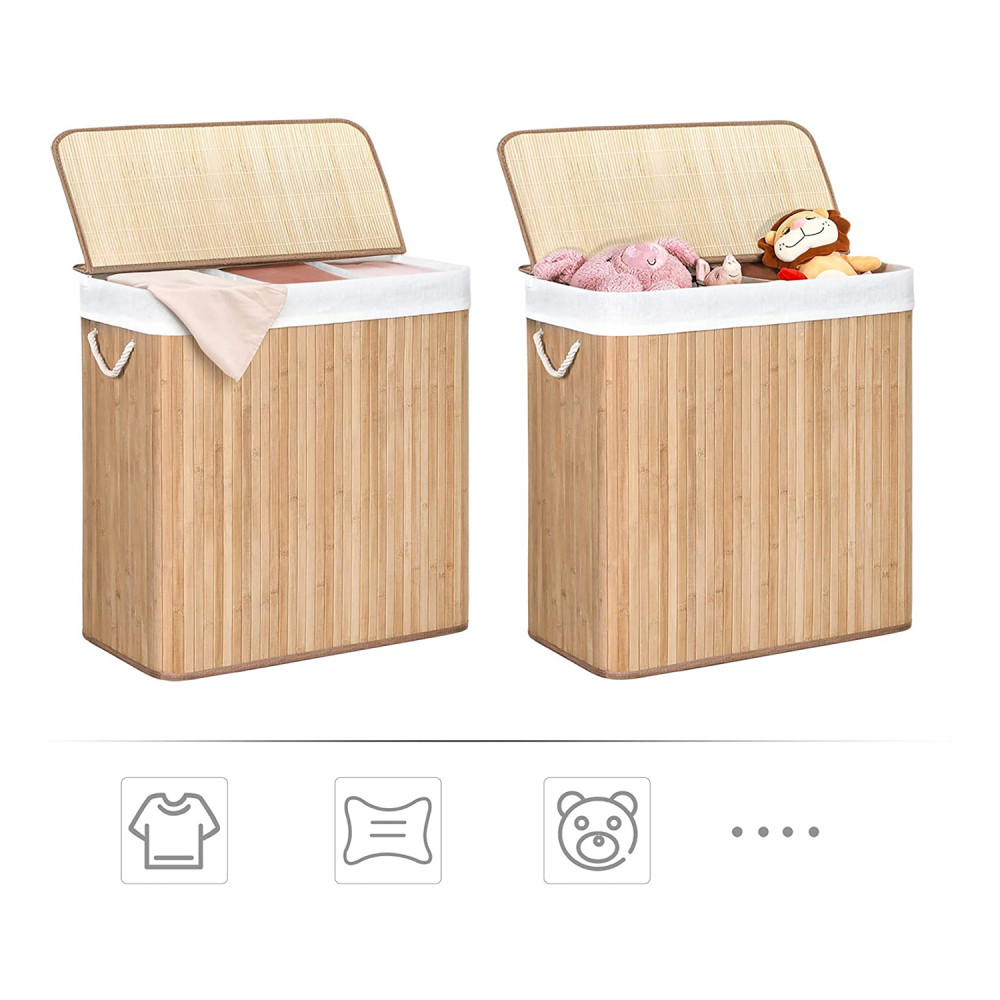 Produktbild för Laundry Hamper Natural 60x40x62cm