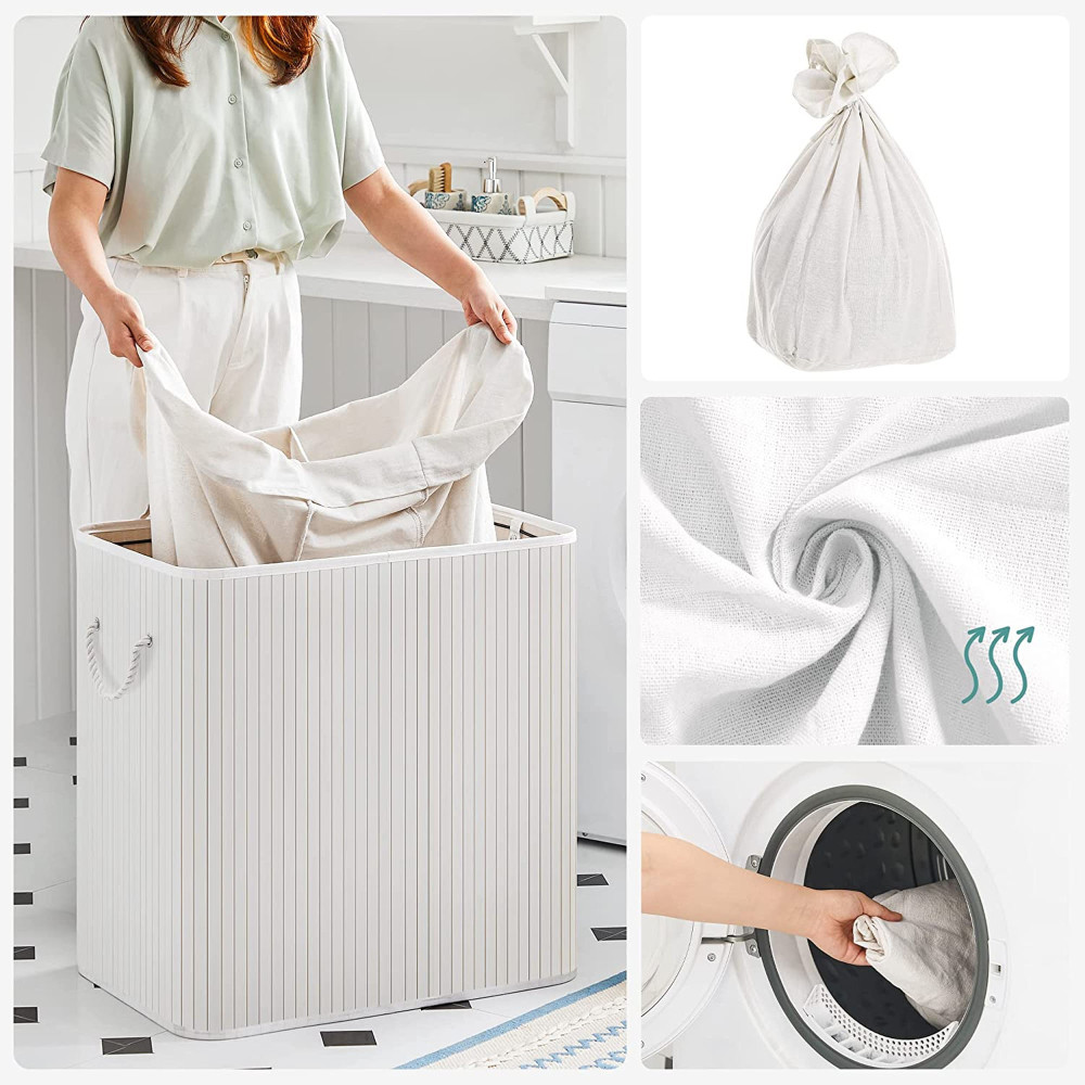 Produktbild för Laundry Hamper White 60x40x62cm