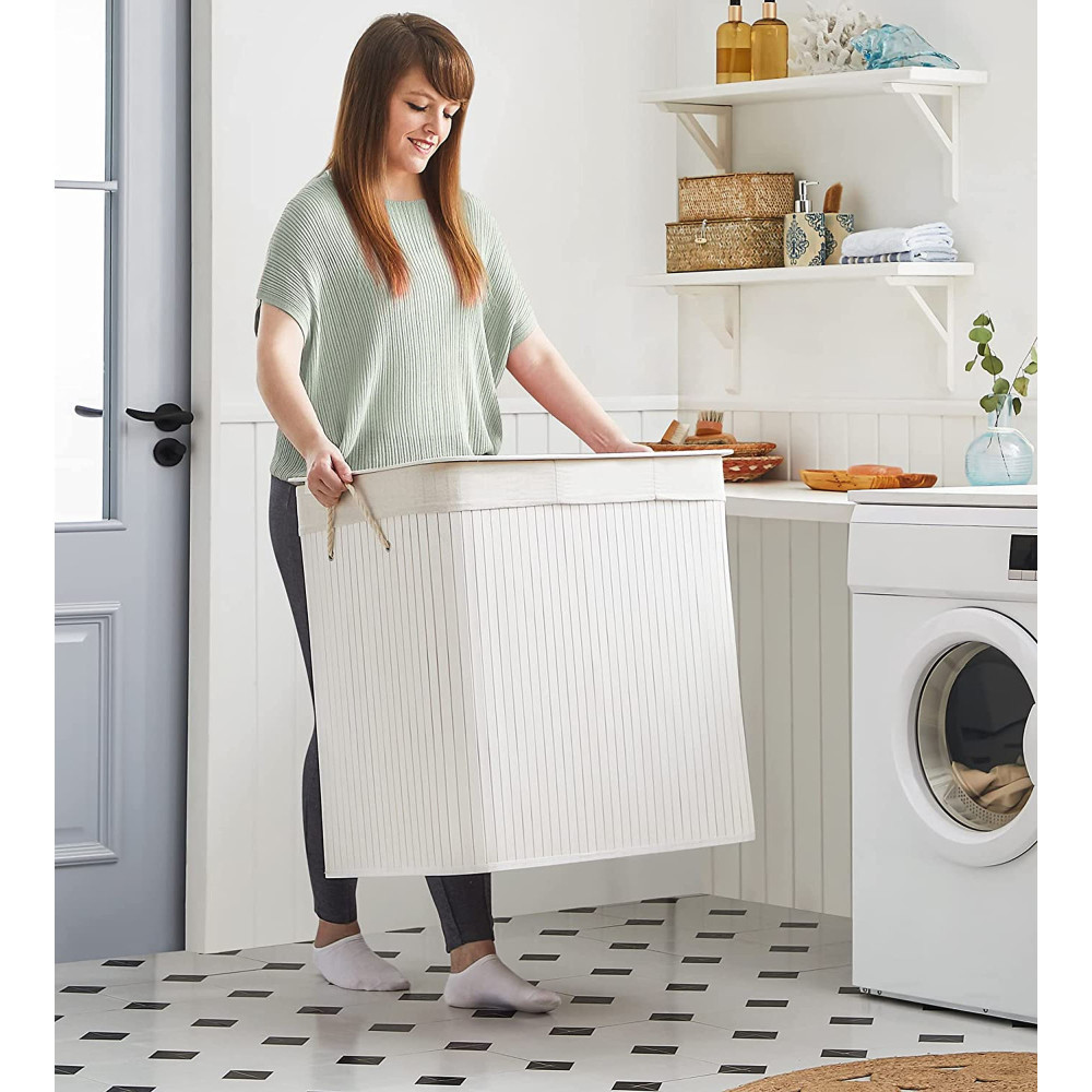 Produktbild för Laundry Hamper White 60x40x62cm