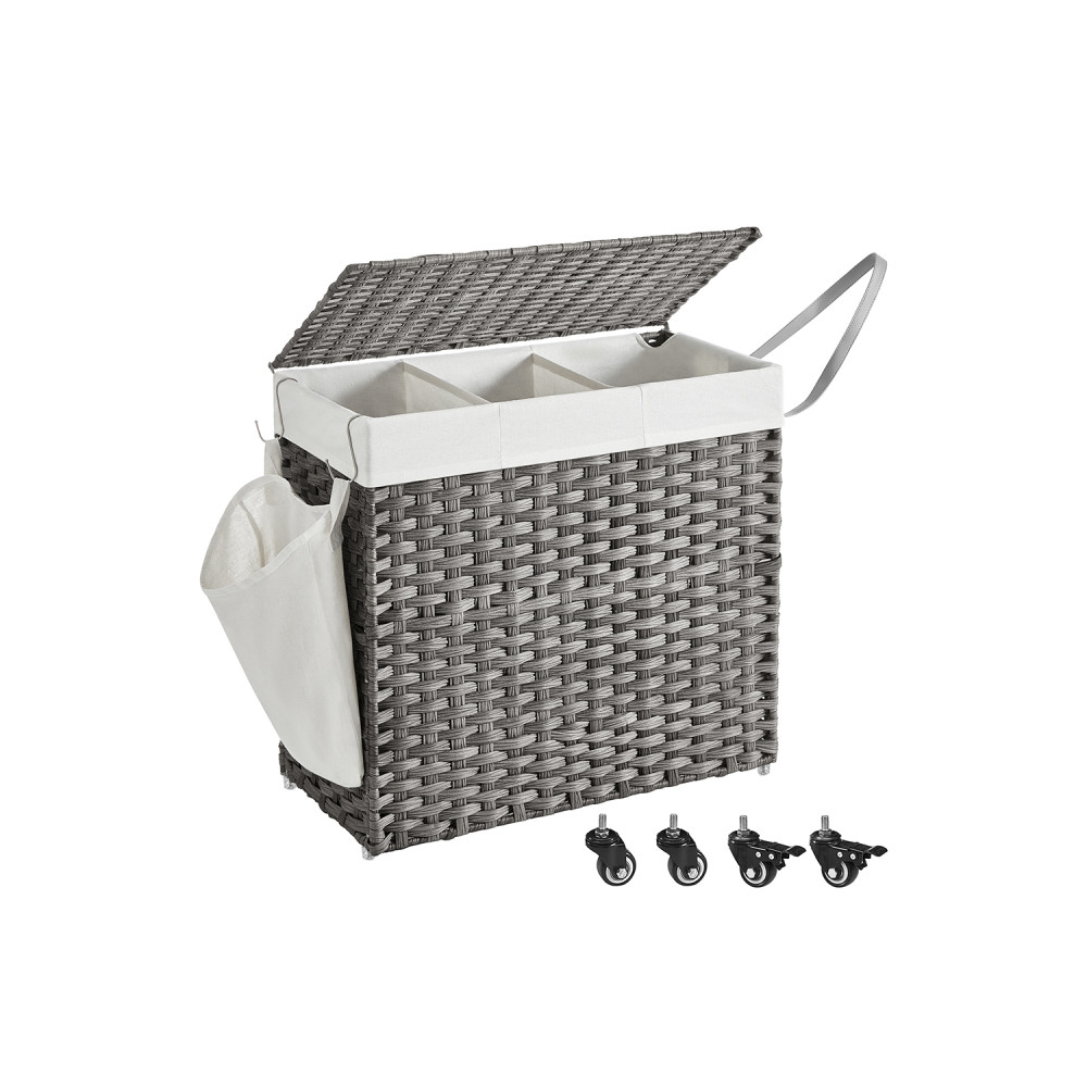 Produktbild för Laundry Hamper Natural, White 66x33x66cm