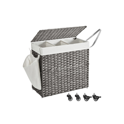 Songmics Laundry Hamper Natural, White 66x33x66cm