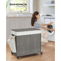 Produktbild för Laundry Hamper Natural, White 66x33x66cm
