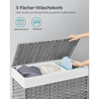 Produktbild för Laundry Hamper Natural, White 66x33x66cm