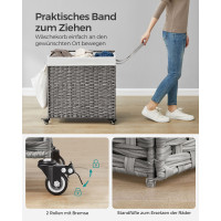 Produktbild för Laundry Hamper Natural, White 66x33x66cm