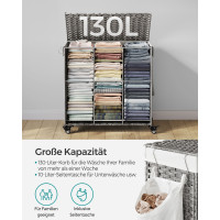 Produktbild för Laundry Hamper Natural, White 66x33x66cm
