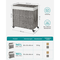 Produktbild för Laundry Hamper Natural, White 66x33x66cm