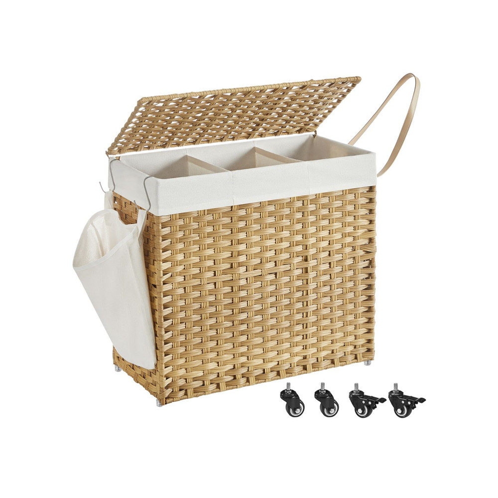 Produktbild för Laundry Hamper Natural, White 66x33x66cm