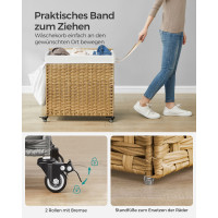 Produktbild för Laundry Hamper Natural, White 66x33x66cm