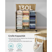 Produktbild för Laundry Hamper Natural, White 66x33x66cm