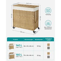 Produktbild för Laundry Hamper Natural, White 66x33x66cm