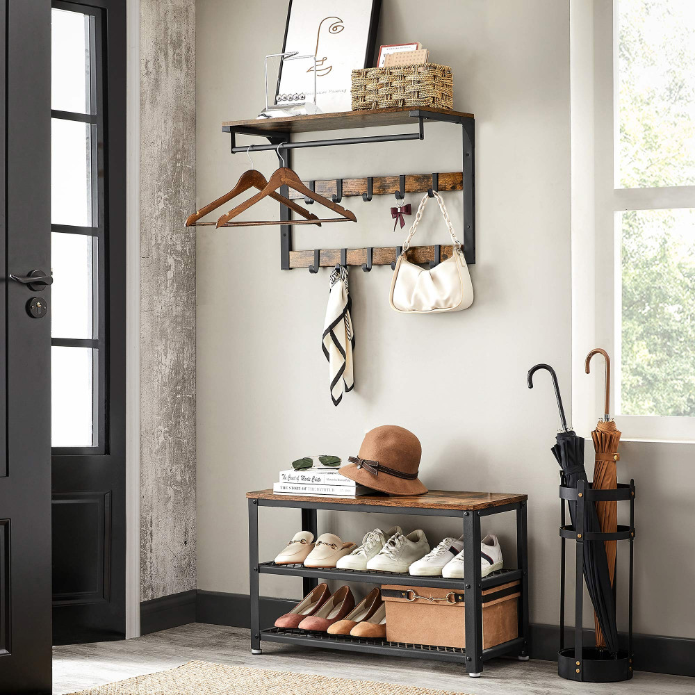 Produktbild för Coat Rack Black, Retro Color 65x30x42cm