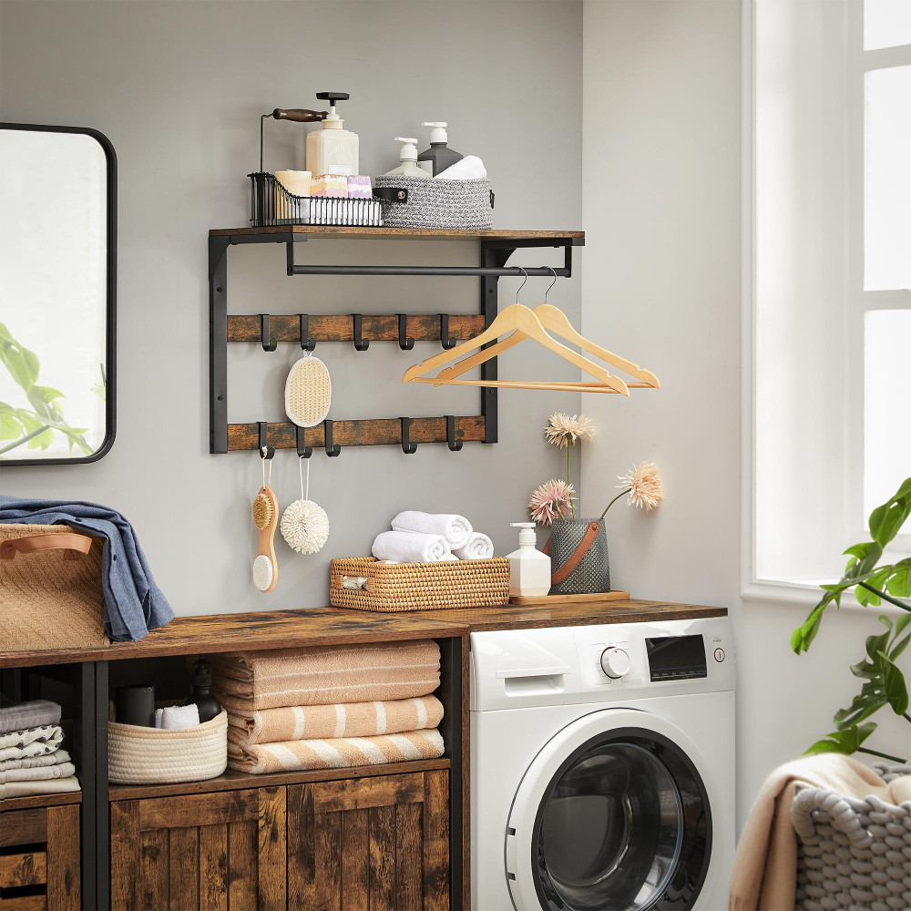 Produktbild för Coat Rack Black, Retro Color 65x30x42cm