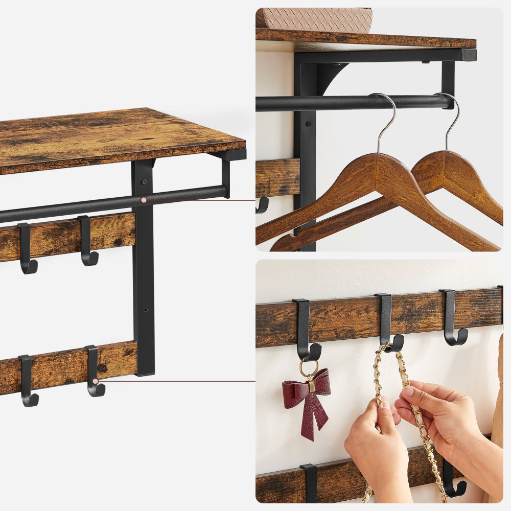 Produktbild för Coat Rack Black, Retro Color 65x30x42cm