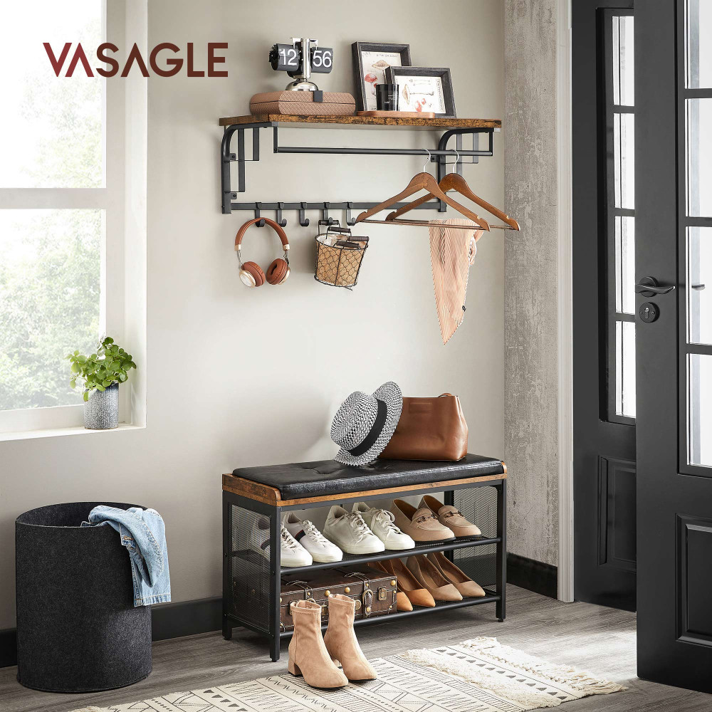 Produktbild för Coat Rack Black, Retro Color 80x30x27cm