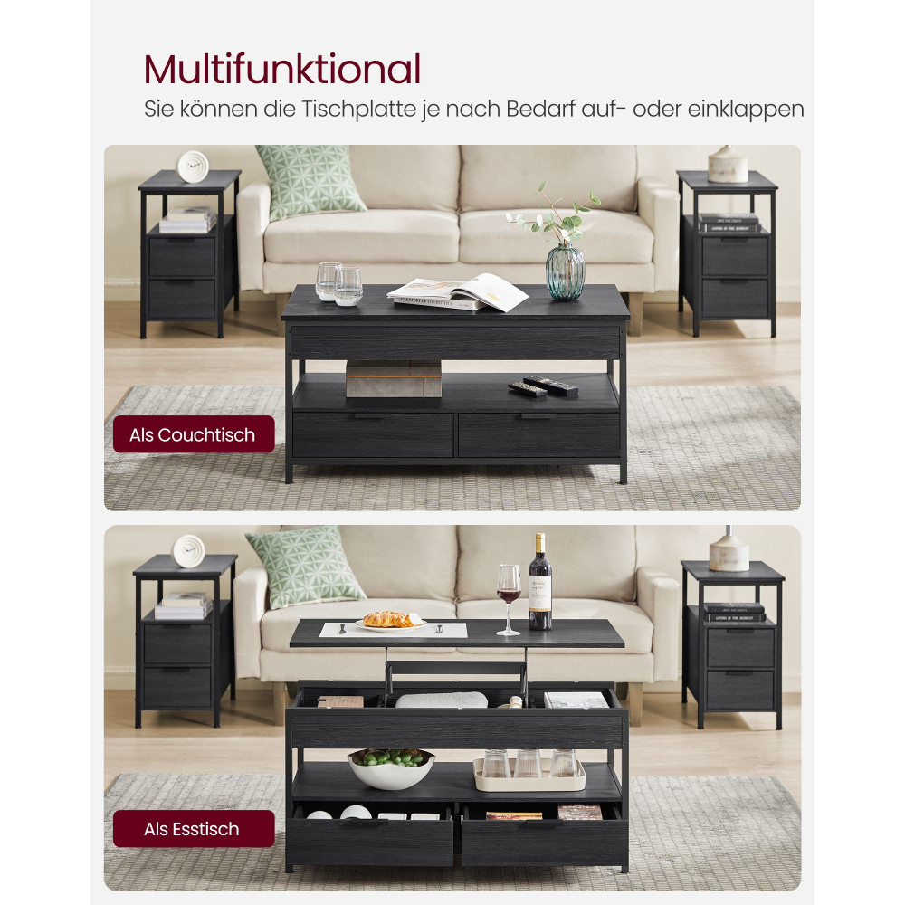 Produktbild för Coffee Table Black 100x50x48cm