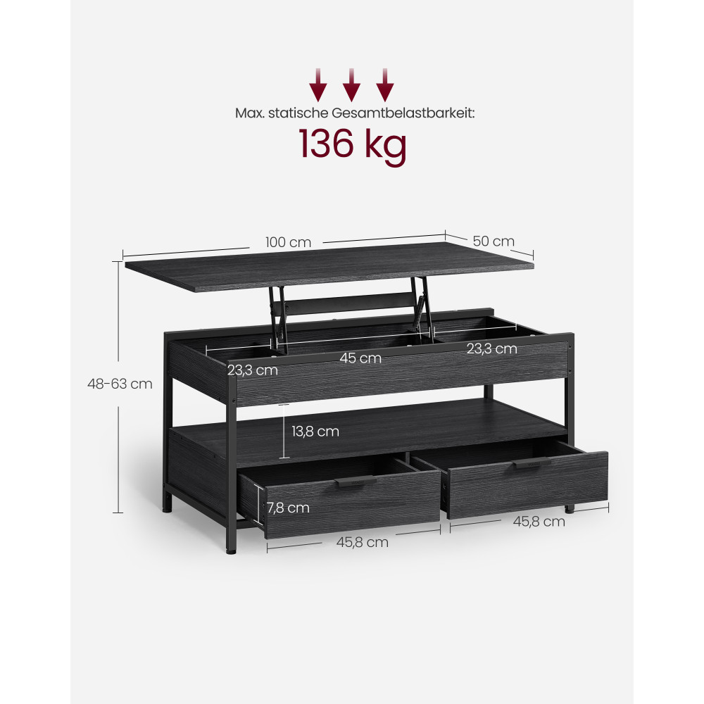 Produktbild för Coffee Table Black 100x50x48cm