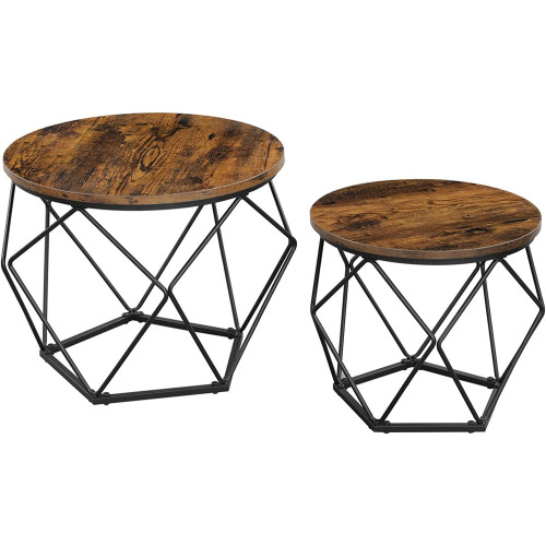VASAGLE Coffee Table Rustic Brown, Black 50x50x41cm