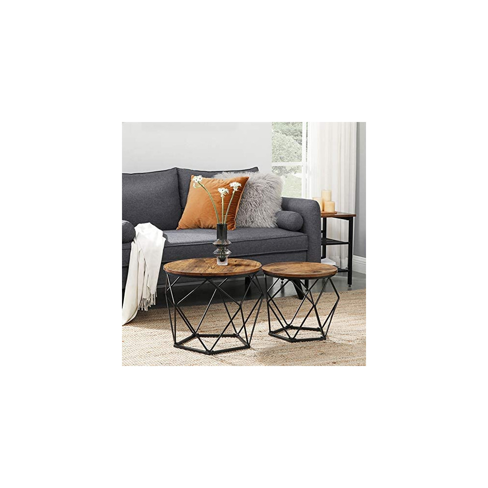 Produktbild för Coffee Table Rustic Brown, Black 50x50x41cm