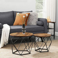 Produktbild för Coffee Table Rustic Brown, Black 50x50x41cm