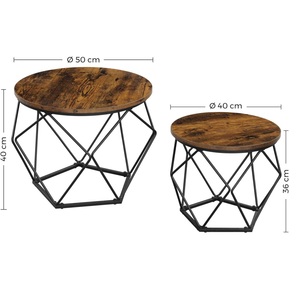 Produktbild för Coffee Table Rustic Brown, Black 50x50x41cm
