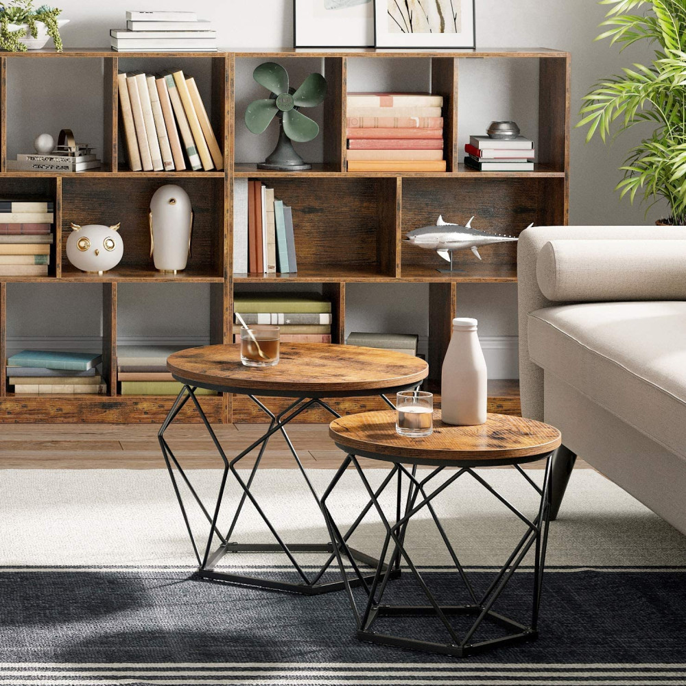 Produktbild för Coffee Table Rustic Brown, Black 50x50x41cm
