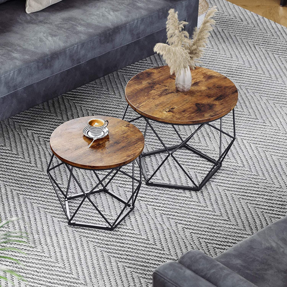 Produktbild för Coffee Table Rustic Brown, Black 50x50x41cm