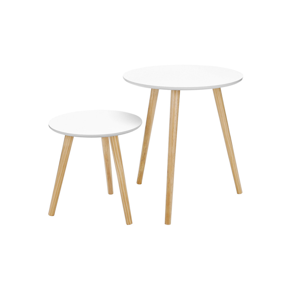 Produktbild för End Table White, Wood Color 45x45x50cm/35x35x36cm