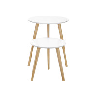 Produktbild för End Table White, Wood Color 45x45x50cm/35x35x36cm