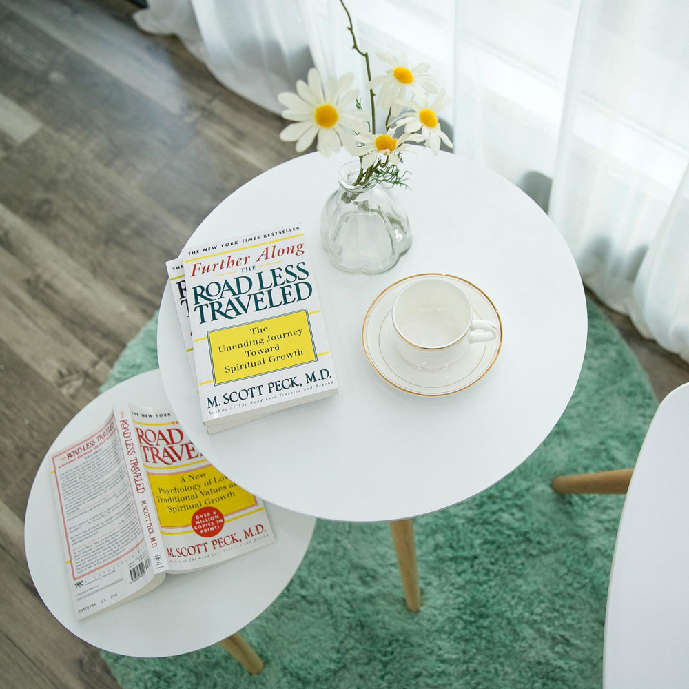 Produktbild för End Table White, Wood Color 45x45x50cm/35x35x36cm