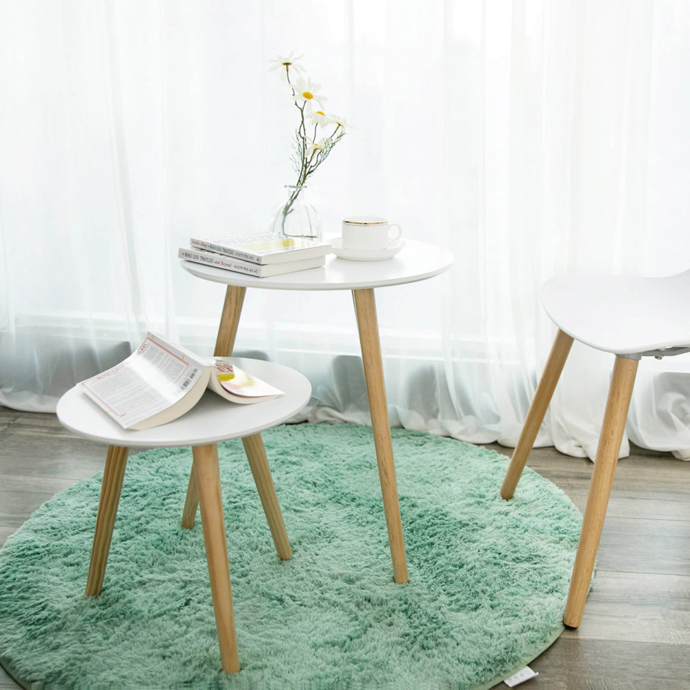 Produktbild för End Table White, Wood Color 45x45x50cm/35x35x36cm