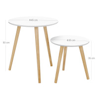 Produktbild för End Table White, Wood Color 45x45x50cm/35x35x36cm