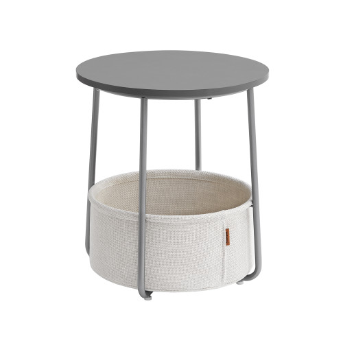 VASAGLE End Table Cement Grey, Cloud White 45×45×51cm