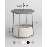 Produktbild för End Table Cement Grey, Cloud White 45×45×51cm