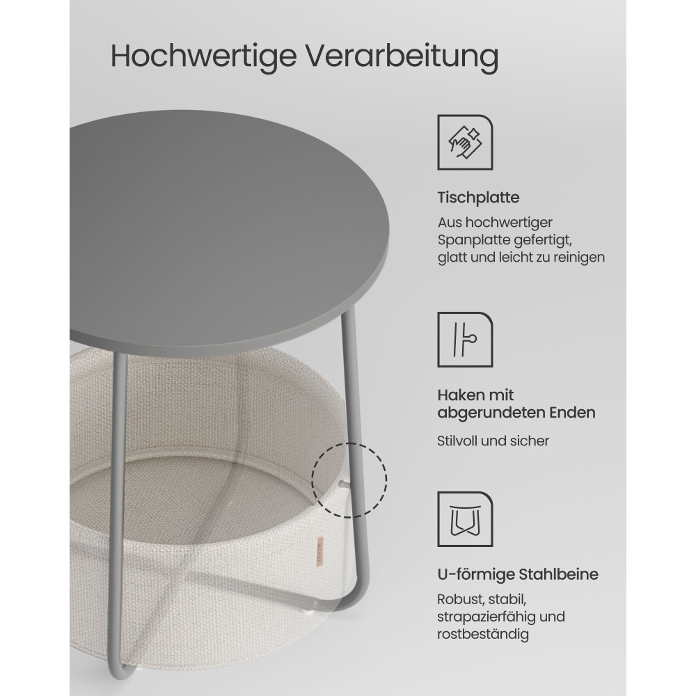 Produktbild för End Table Cement Grey, Cloud White 45×45×51cm