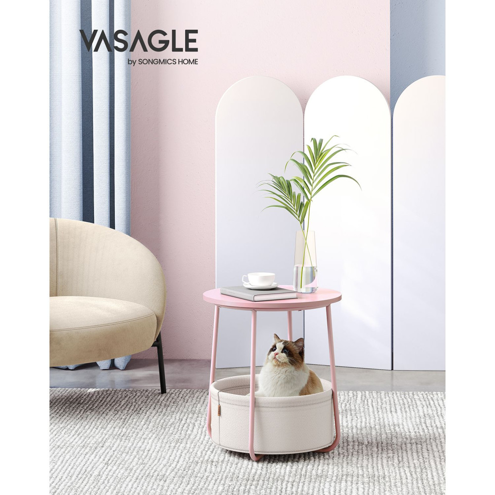Produktbild för End Table Pastel Pink Cloud White 45×45×51cm