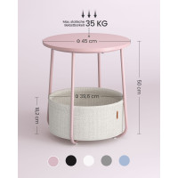 Produktbild för End Table Pastel Pink Cloud White 45×45×51cm